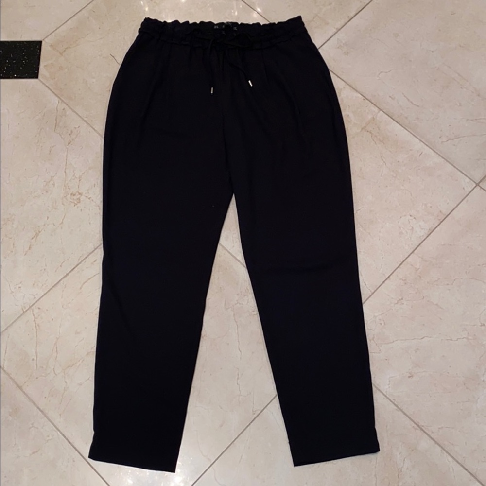 zara straight leg black pants